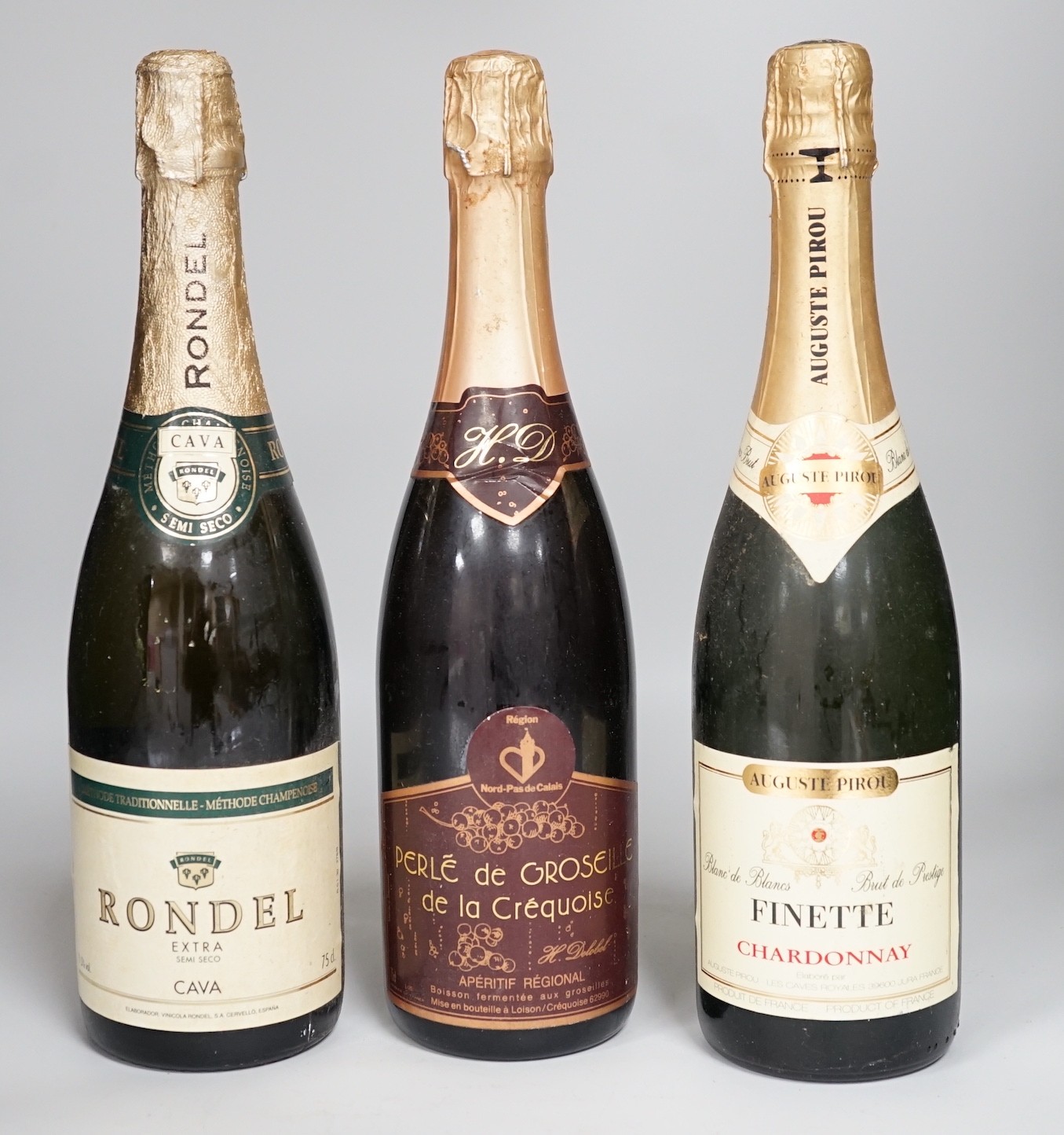 Nine various bottles of champagne, cava and sparkling wine